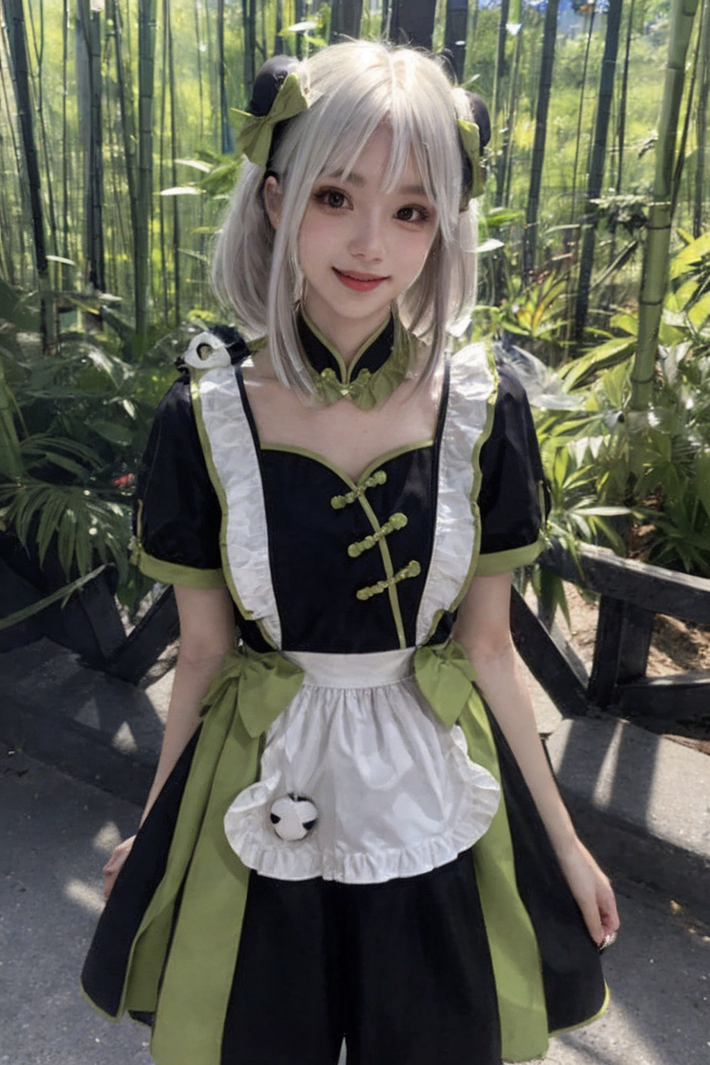 01186-3553166047-,1girl,best quality,white hair,smile,cowboy shot,black eyes,cute & girly _(idolmaster_),bang,solo,closed mouth,8K,realistic, rea.png